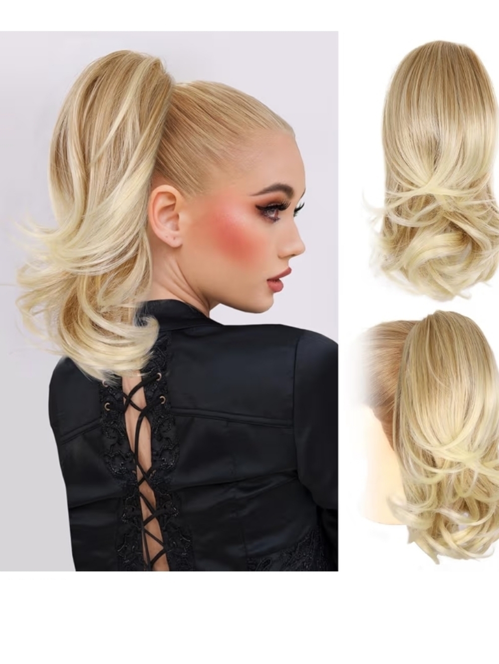Medium Blonde With Bleach Blonde Ends Clip-In Ponytail Hair Extension